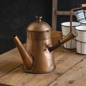 Vintage Copper Finish Coffee Pot with Handle - Rustic Kitchen Decor