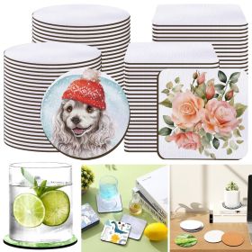 24pcs Sublimation Blank Cup Coasters Bulk Heat Transfer Coasters 4x4 Inch Round Square Blank Cup Mat For Sublimation Transfer Heat Press Printing