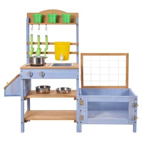 VEVOR Mud Kitchen, Outdoor Mud Kitchen for Kids, Wood Outdoor Play Kitchens with Planting Box, Critter Catcher Container, Tank, Sink