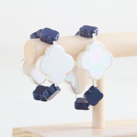 Navy/Mother-of-Pearl Combo Clover Cooling Bracelet-NEW (size: large)