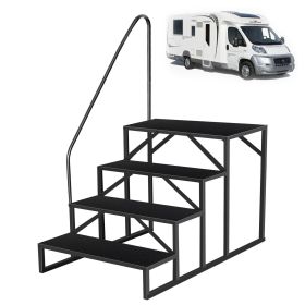 Hot Tub Steps Outdoor, 2 RV Steps with Handrail, Portable RV Stairs 3 Step, Heavy Duty Truck Camper Steps Ladders for Travel Trailers, 5th Wheel (size: 4 Steps)