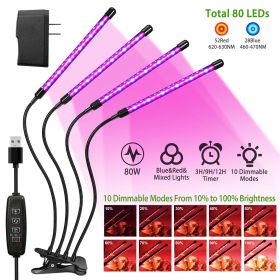 Grow Lights for Indoor Plants, iMounTEK 80W 80 LEDs Plant Lights with Red Blue Full Spectrum 10 Dimmable Level (Color: Black)