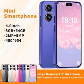 Student Phone 3+64GB Full HD Mini Cell Phone Small Smartphone 4.0" HD Touch Screen Android Phone With Fun Educational Learning Games Painting Car (Color: Blue)