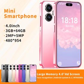 Student Phone 3+64GB Full HD Mini Cell Phone Small Smartphone 4.0" HD Touch Screen Android Phone With Fun Educational Learning Games Painting Car (Color: Pink)