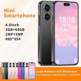 Student Phone 3+64GB Full HD Mini Cell Phone Small Smartphone 4.0" HD Touch Screen Android Phone With Fun Educational Learning Games Painting Car (Color: Black)
