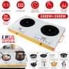 7000W Electric Double Ceramic Stove Electric Cooktop Hot Plate Infrared Countertop Burner 3500W+3500W with 11 Power Levels 0-4H Timer Portable Handle